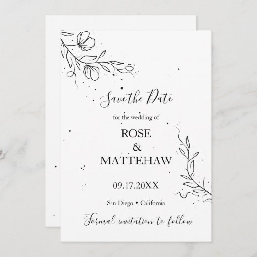 Blender Ast und Farbtropfen Save the Date Einladung (Vorne/Hinten)