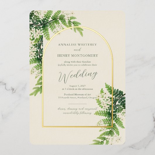 Blender Ferns Wedding Arch Folieneinladung (Vorderseite)