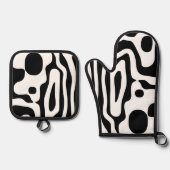 Blendgriff: Abstrakt Schwarz/Weiß Ofenhandschuh & Topflappen-Set (Vorderseite)