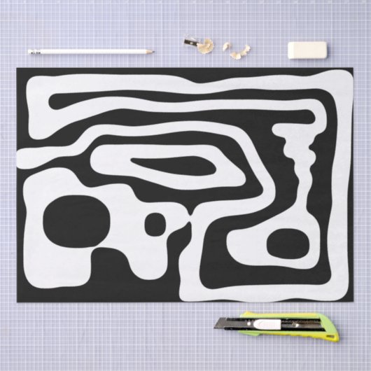 Blendgriff: Abstrakt Schwarz/Weiß Seidenpapier (Handwerk)