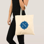 Blendungs-blaue Monogramm-Budget-Tasche Tragetasche (Vorderseite (Produkt))