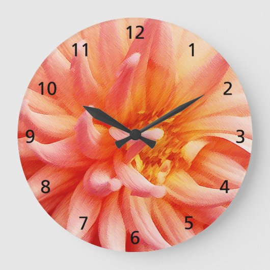 Blendungs-Dahlie-Blume Große Wanduhr (Vorderseite)