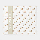 Blenheim Cav King Charles Spaniel Pink & White Fleecedecke (Vorderseite (Horizontal))