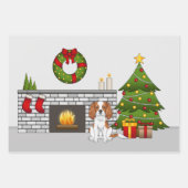 Blenheim Cavalier Dog in einem festlichen Weihnach Geschenkpapier Set (Vorderseite)