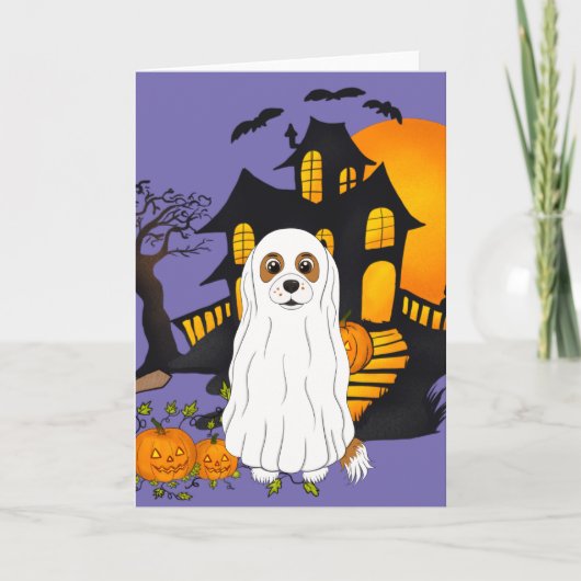 Blenheim Cavalier Ghost Halloween Karte (Vorderseite)