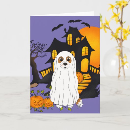 Blenheim Cavalier Ghost Halloween Karte (Gelbe Blume)