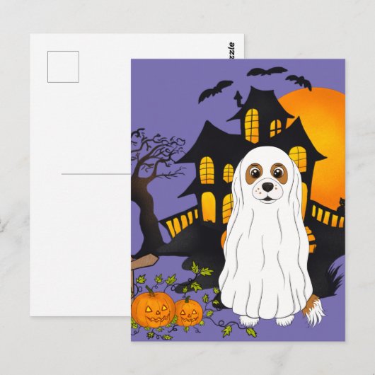 Blenheim Cavalier Ghost Halloween Postkarte (Vorne/Hinten)