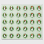 Blenheim Cavalier King Charles Spaniel auf Green Geschenkpapier (Flach)