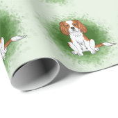 Blenheim Cavalier King Charles Spaniel auf Green Geschenkpapier (Rolleneckpunkt)