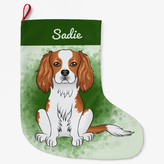 Blenheim Cavalier King Charles Spaniel auf Green Großer Weihnachtsstrumpf (Vorderseite)