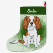 Blenheim Cavalier King Charles Spaniel auf Green Großer Weihnachtsstrumpf (Rückseite)