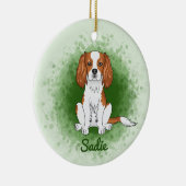 Blenheim Cavalier King Charles Spaniel auf Green Keramik Ornament (Rechts)
