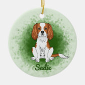 Blenheim Cavalier King Charles Spaniel auf Green Keramik Ornament (Vorne)