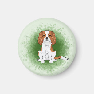 Blenheim Cavalier King Charles Spaniel auf Green Magnet