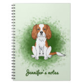 Blenheim Cavalier King Charles Spaniel auf Green Notizblock (Vorderseite)