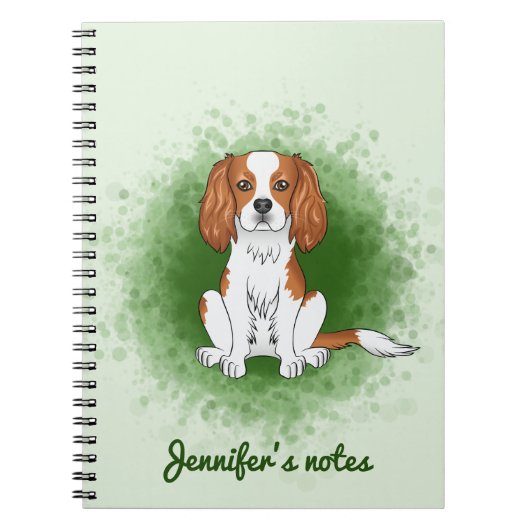 Blenheim Cavalier King Charles Spaniel auf Green Notizblock (Vorderseite)