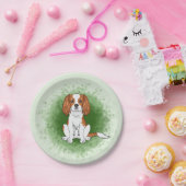Blenheim Cavalier King Charles Spaniel auf Green Pappteller (Party)