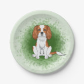 Blenheim Cavalier King Charles Spaniel auf Green Pappteller (Vorderseite)