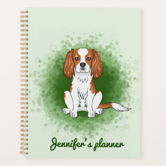 Blenheim Cavalier King Charles Spaniel auf Green Planer (Vorderseite)