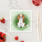 Blenheim Cavalier King Charles Spaniel auf Green Serviette (Beispiel)