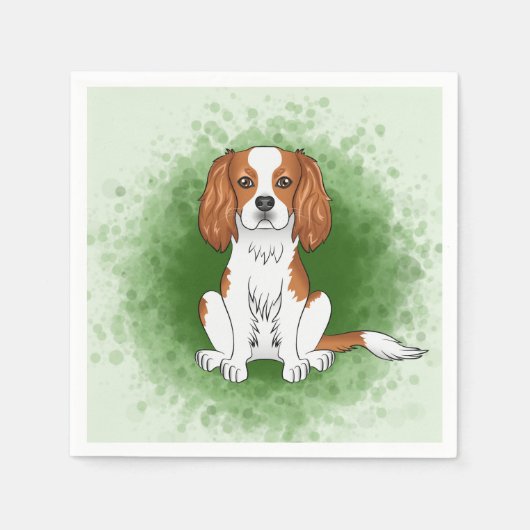 Blenheim Cavalier King Charles Spaniel auf Green Serviette (Vorderseite)