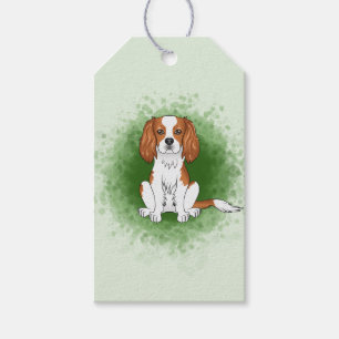 Blenheim Cavalier King Charles Spaniel auf grünem Geschenkanhänger