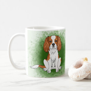 Blenheim Cavalier King Charles Spaniel auf grünem  Kaffeetasse