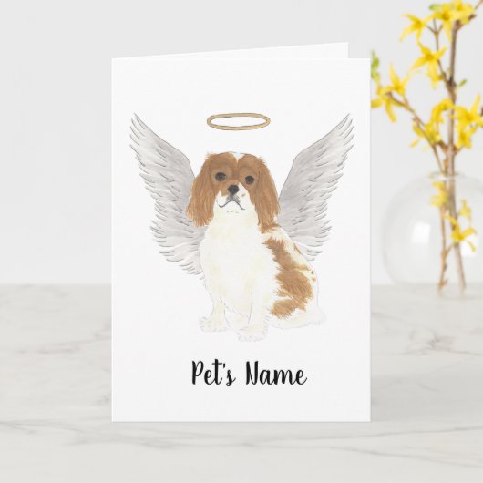 Blenheim Cavalier King Charles Spaniel Beileid Karte (Gelbe Blume)