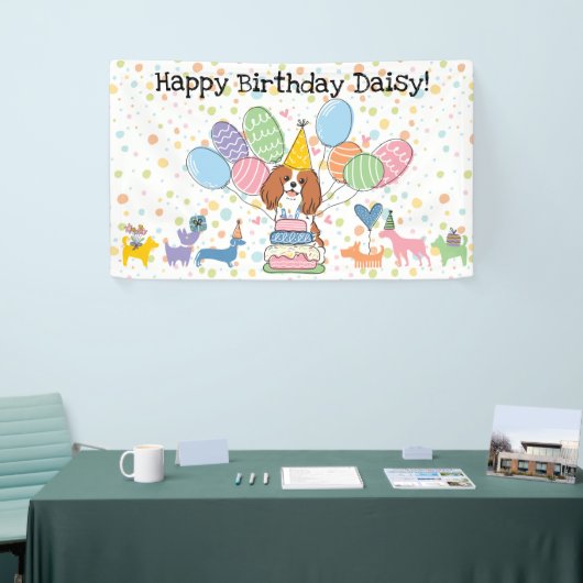 Blenheim Cavalier King Charles Spaniel Birthday Banner (Messeveranstaltung)