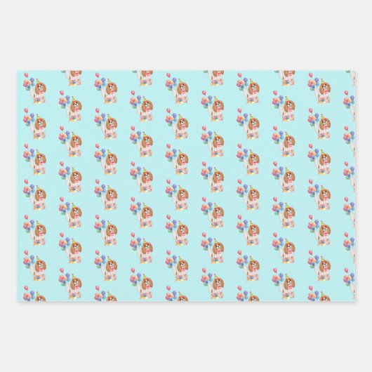 Blenheim Cavalier King Charles Spaniel Birthday Geschenkpapier Set (Vorderseite 2)