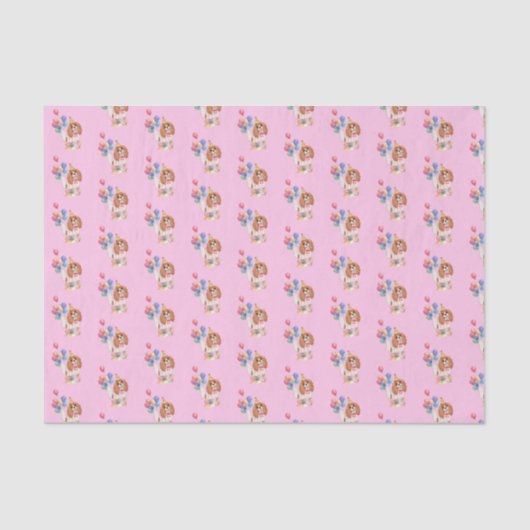 Blenheim Cavalier King Charles Spaniel Birthday   Seidenpapier (Vorderseite)