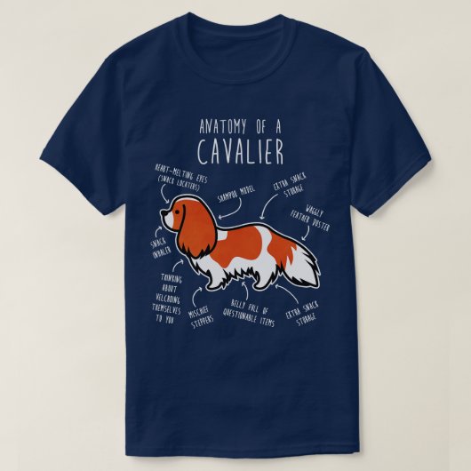 Blenheim Cavalier King Charles Spaniel Dog Anatomi T-Shirt (Design vorne)
