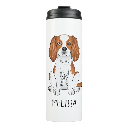 Blenheim Cavalier King Charles Spaniel Dog & Name Thermosbecher (Vorderseite)