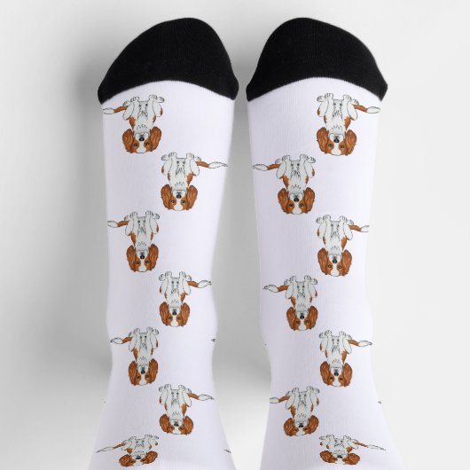 Blenheim Cavalier King Charles Spaniel Dog Pattern Socken (Oben)