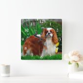 Blenheim Cavalier King Charles Spaniel Dog Quadratische Wanduhr (Zuhause)