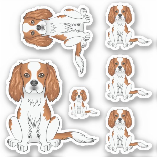 Blenheim Cavalier King Charles Spaniel Dog Sitzen Aufkleber (Vorderseite)