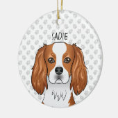 Blenheim Cavalier King Charles Spaniel Head & Name Keramik Ornament (Links)