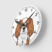 Blenheim Cavalier King Charles Spaniel Head Runde Wanduhr (Winkel)