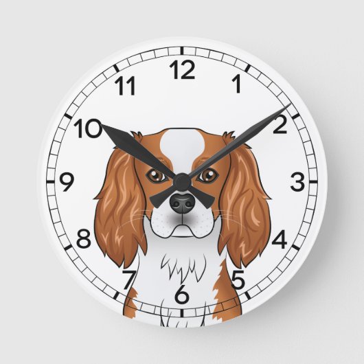 Blenheim Cavalier King Charles Spaniel Head Runde Wanduhr (Vorderseite)
