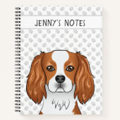 Blenheim Cavalier King Charles Spaniel Head & Text Notizblock (Vorderseite)