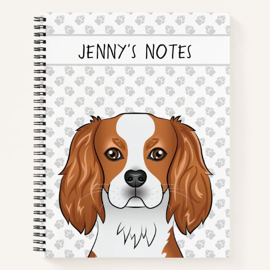 Blenheim Cavalier King Charles Spaniel Head & Text Notizblock (Vorderseite)
