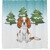 Blenheim Cavalier King Charles Spaniel im Winter Duschvorhang (Vorderseite)