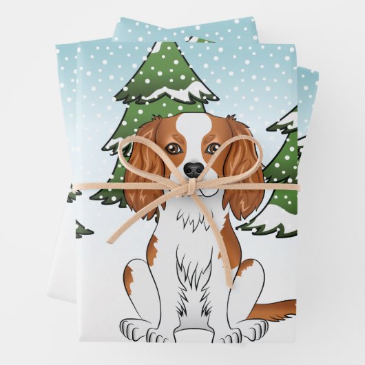 Blenheim Cavalier King Charles Spaniel im Winter Geschenkpapier Set (Beispiel)