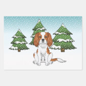 Blenheim Cavalier King Charles Spaniel im Winter Geschenkpapier Set (Vorderseite)