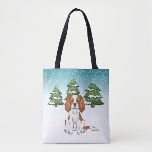 Blenheim Cavalier King Charles Spaniel im Winter Tasche (Vorderseite)