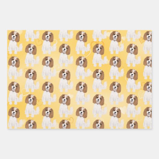 Blenheim Cavalier King Charles Spaniel mit Herz Geschenkpapier Set (Vorderseite 3)
