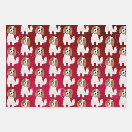 Blenheim Cavalier King Charles Spaniel mit Herz Geschenkpapier Set (Vorderseite 2)
