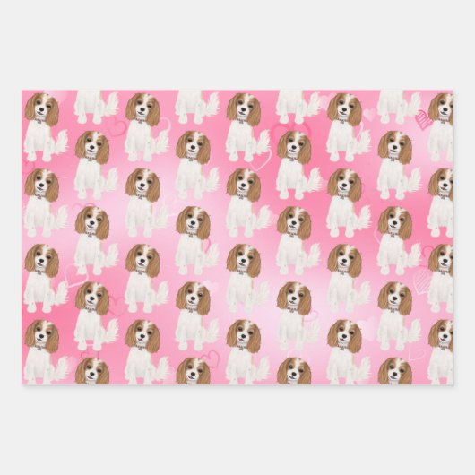 Blenheim Cavalier King Charles Spaniel mit Herz Geschenkpapier Set (Vorderseite)