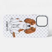 Blenheim Cavalier King Charles Spaniel & Name iPhone Hülle (Rückseite (Horizontal))