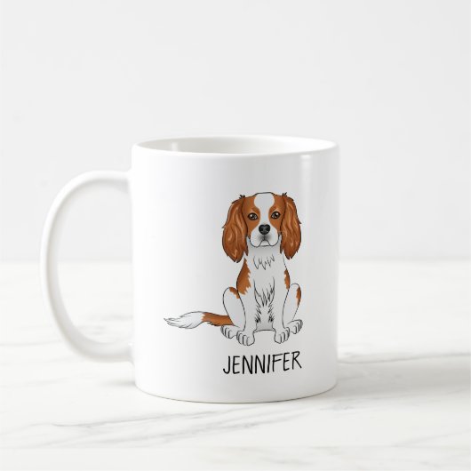 Blenheim Cavalier King Charles Spaniel & Name Kaffeetasse (Links)